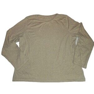 Talbots Women's Size Large Long Sleeve Shirt Khaki Tan Beige Cotton Basics